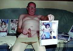 Wank with condom, wank in suspenders