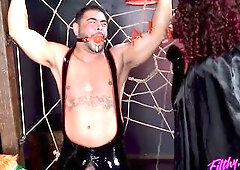 Groans fill the room as hardcore honeys Daisy Ducati and Little Spittle dominate their guy in S&M. This chab survives throughout it.