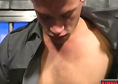 Officer Jeremy Spreadums gagged and flogged in prison by Michael DelRay!