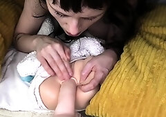 Amateur chick masturbates with toys and vibra