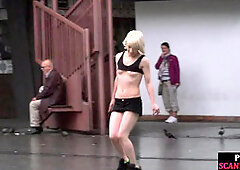 Sub Latina outdoor whipped in public by her kinky domina