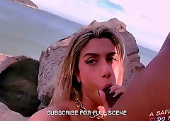 Trans fucking at public beach with BBC