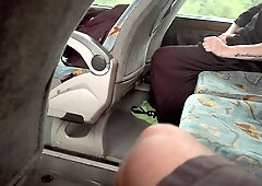 Deep throat from a stranger on the bus and a XXL cum-shot in a motel