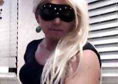 Faggot clothed as a bitch sucking a sex-toy