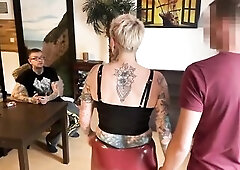Cuckold with His Rod in a Cage Watches the Banging!