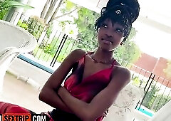 That babe begged me for a visa to the US... this LARGE TIT BLACK TEEN got BANGED untill that babe forgot her stud