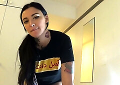 Young Iranian teen babe gives a filthy handjob in intense POV as she strokes your cock with both hands while staring deep into your eyes