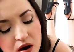 Nasty brunette pornstar with big boobs