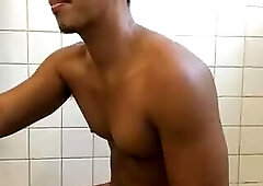 Asian solo athletic sexy guy jerk off cumshot captured on cam4