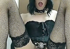 Caged Sissy Slut does Ass to Mouth in Sexy outfit