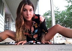Sexy beautiful ass brunette babe outdoor solo