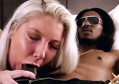 Blowjob blonde sucks big cock