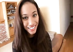 Ebony hottie taking a monster shlong.