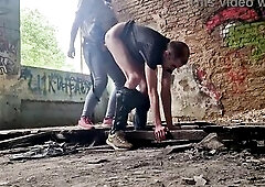Anastasia Mastix Russian domination outdoor dangerous sex in an abandoned building pegging cute yielding dude Sasha Earth