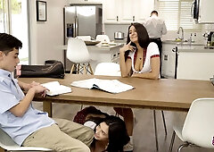 Brunette Exchange Students Eliza Ibarra and Jane Wilde in Threesome with Juan El Caballo Loco and Filthy Rich