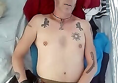 Punk jerking his huge cock
