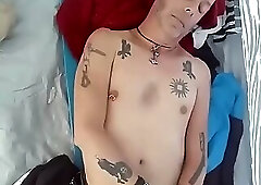 Punk jerking his huge cock