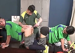 Three Slutty Students Sharing a Dildo