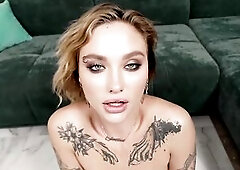Tattooed Bitch Cyber Discharged Drinks Urinate And Cum On a Thick Dick! Tim Test HD 4K