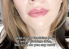Chunky lips parted with a tongue peeking out ?