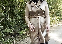 I love to wear this beige satin coat