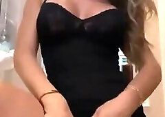 Gorgeous hard girl with great ass in Black dress tease