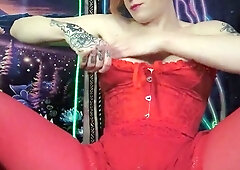 Redhead slut with big boobs goes down
