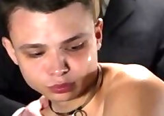 Boy Kneels For His Daddy And Takes His Fingers Down His Throat Without Gagging For The Bidders