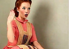 sexy freckles redhead heather striptease 40s vintage style