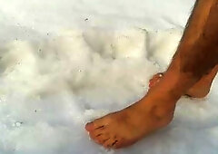 Naked and barefoot in winter