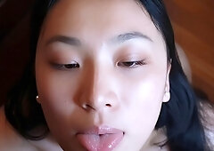 Amateur girlfriend gives blowjob and fucks pov