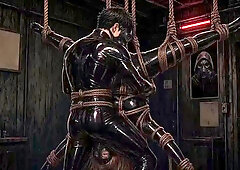 Duck and Vicky in Full Latex Gas Mask Suspension – Intense Breath Control and Deep Latex Fuck