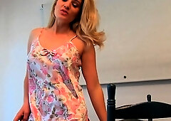 Small titted blond stunner Sarah Peachez masturbating